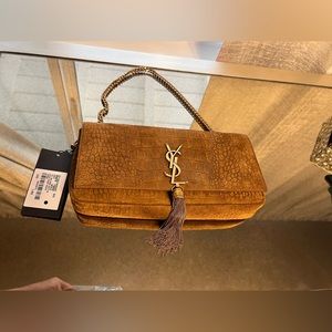 Saint Laurent Chain Bag w/tassel in Coco print, Kenya Terra color